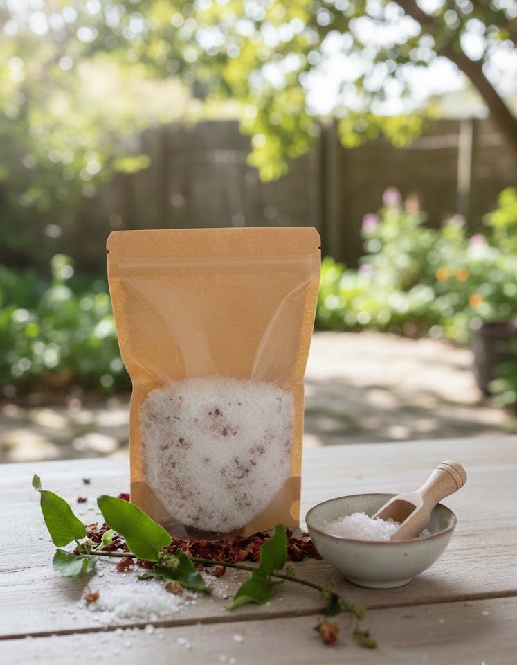 BSRG500 Organic Rose & Geranium Calming Blend Bath Salts 600 Grams